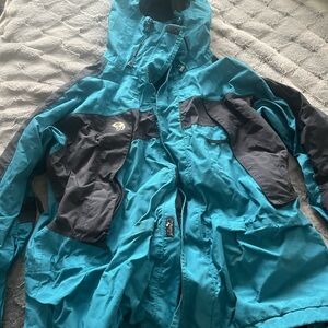 Mountain Hardwear Teal and Black Hooded Shell Jacket